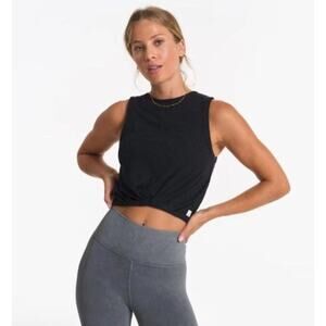 Vuori Women's Cove High Neck Cropped Gathered Cinch Front Micro Rib Tank Top - M